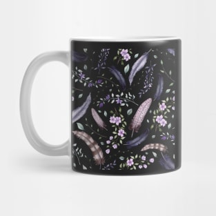 Seamless Pattern of Watercolor Little Flowers and Feathers Mug